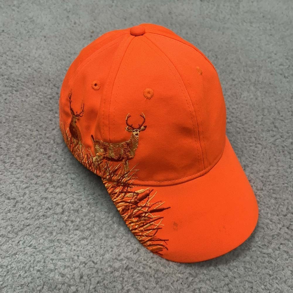 Blaze Orange Embroidered Deer  Hunting Hat One Size Baseball Cap